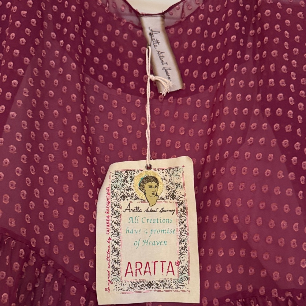 Aratta Deep Burgundy Sheer Blouse - Picture 2 of 5